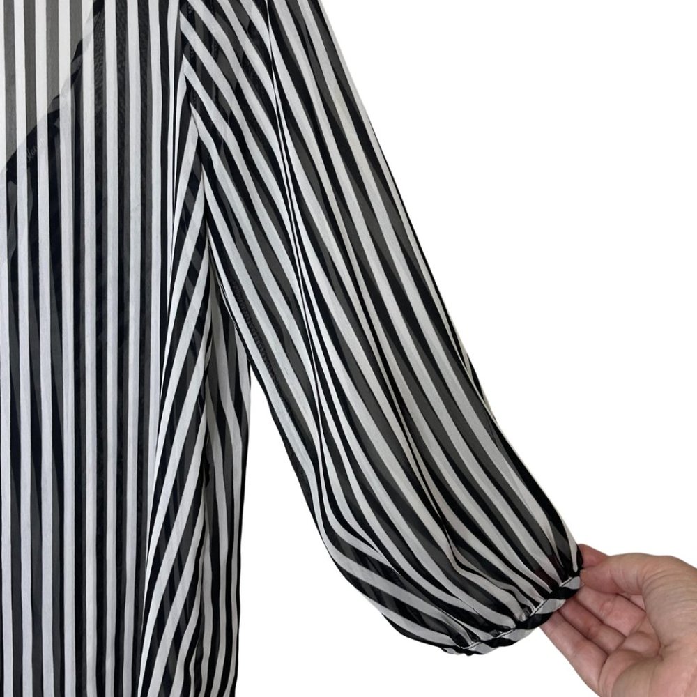 BLOOM | Black and White Striped Blouse with Back Bow Detail | Size Unknown - Picture 3 of 8